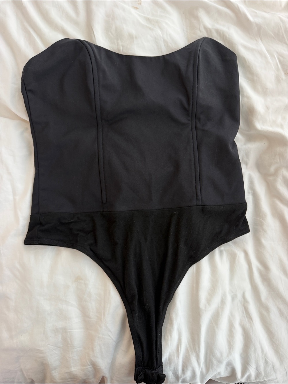 Super down Stevie black strapless bodysuit size L- new without tags